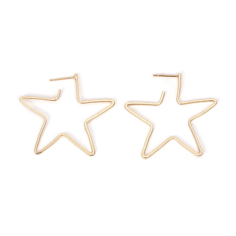 Wholesale Metal Hollow Five Pointed Star Earrings